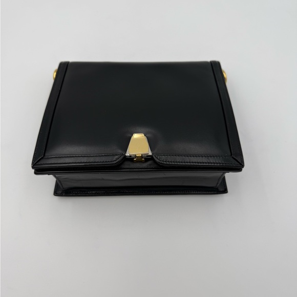 LAUNER LONDON • Small Black Flap Bag • Royal Warrant H.M. QUEEN Made in ENGLAND - Picture 7 of 16